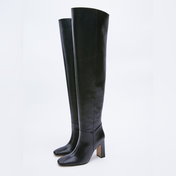 Zara Shoes - Zara Nwt Over The Knee Genuine Leather Boots Heels